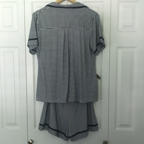 EKOUAER Black and White Stripe Pajama Short Set Size L - Picture 5 of 7
